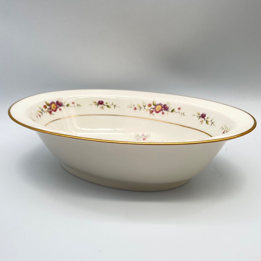 Noritake Asian Song Oval Vegetable Serving Bowl 10" Ivory China Gold Trim 7151 - Picture 2 of 3